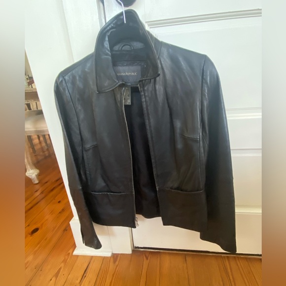 Banana Republic Black Leather Jacket - Picture 1 of 11